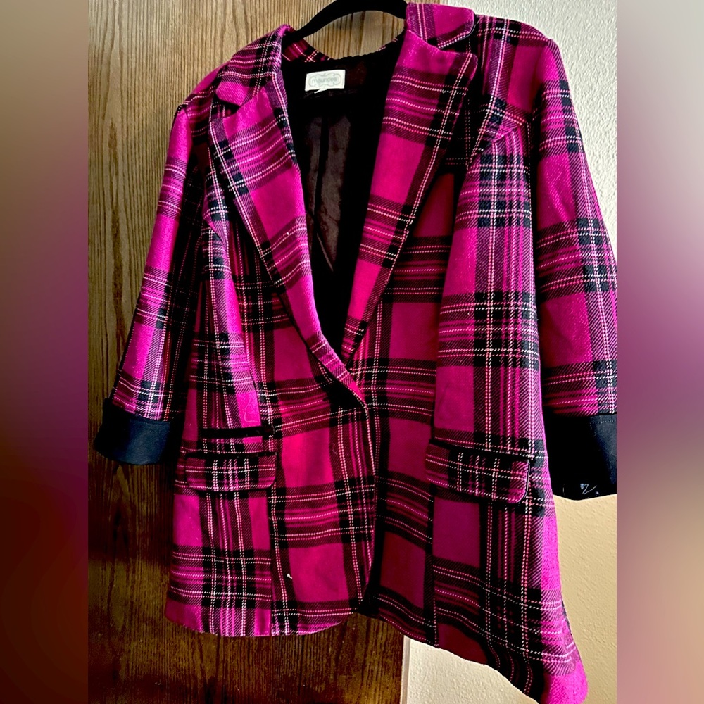 Fuschia Plaid Blazer